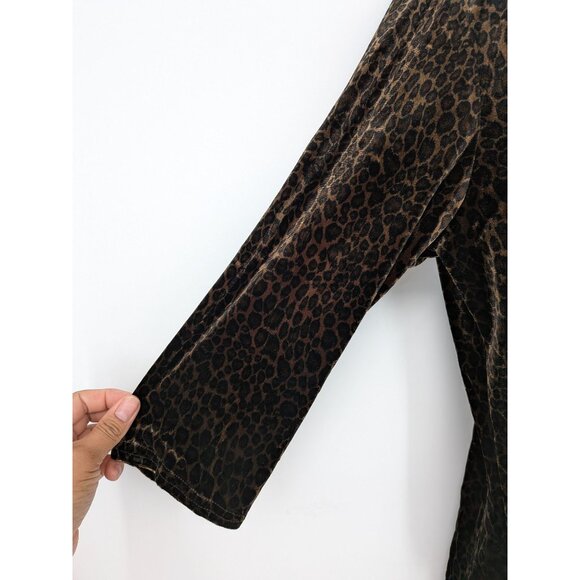 Vintage Kathie Lee Burnout Velvet Top Women Size XL Leopard Y2K Boho Office Glam - Picture 4 of 7